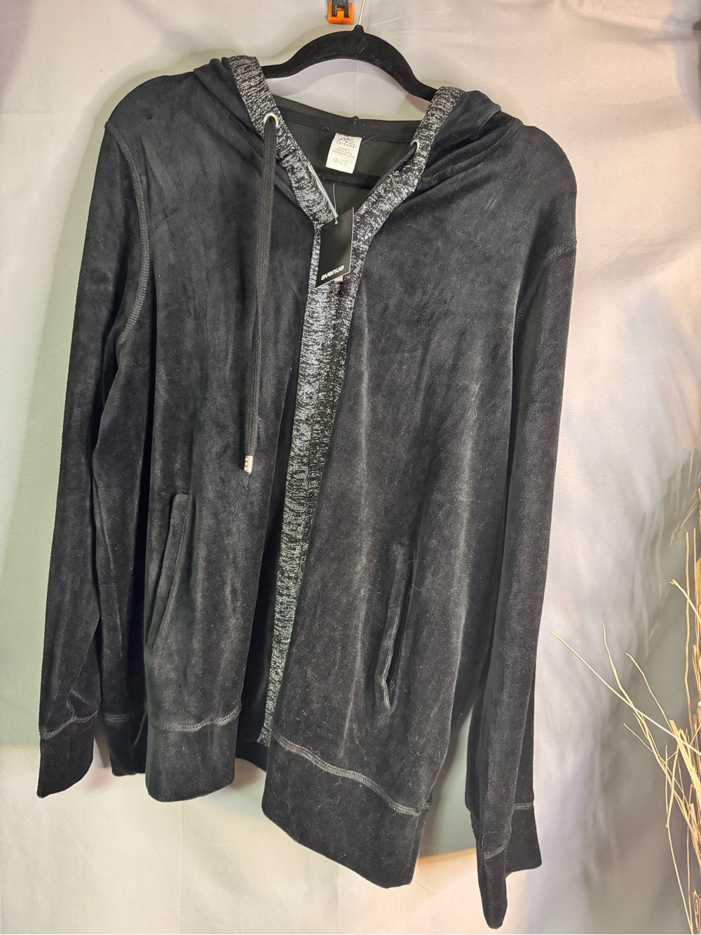 Avenue Charcoal Black Hooded Zip Bomber Jacket